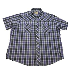 Wrangler Western Fashion Pearl Snap Shirt Plaid Purple‎ Men (S-M) Cowboy Rodeo